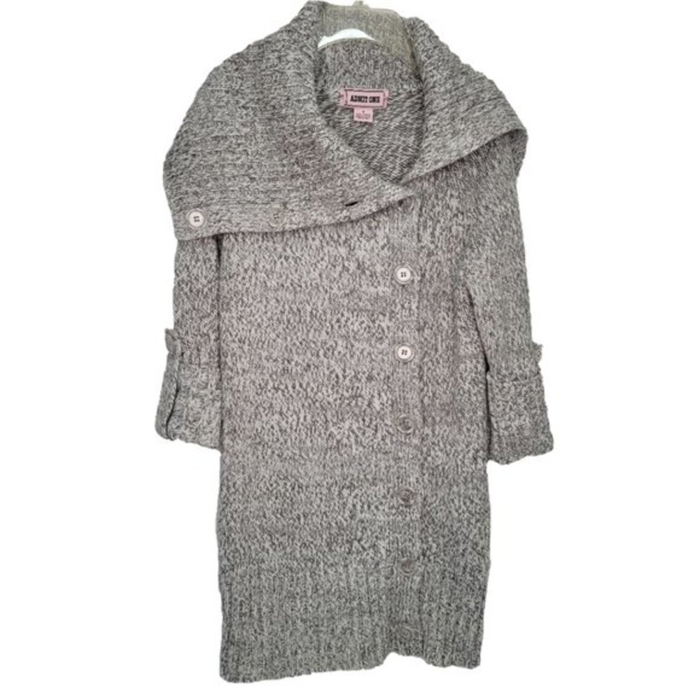 Admit One Womens Size Small Gray 3/4‎ Sleeve Knit Button Up Tunic Sweater